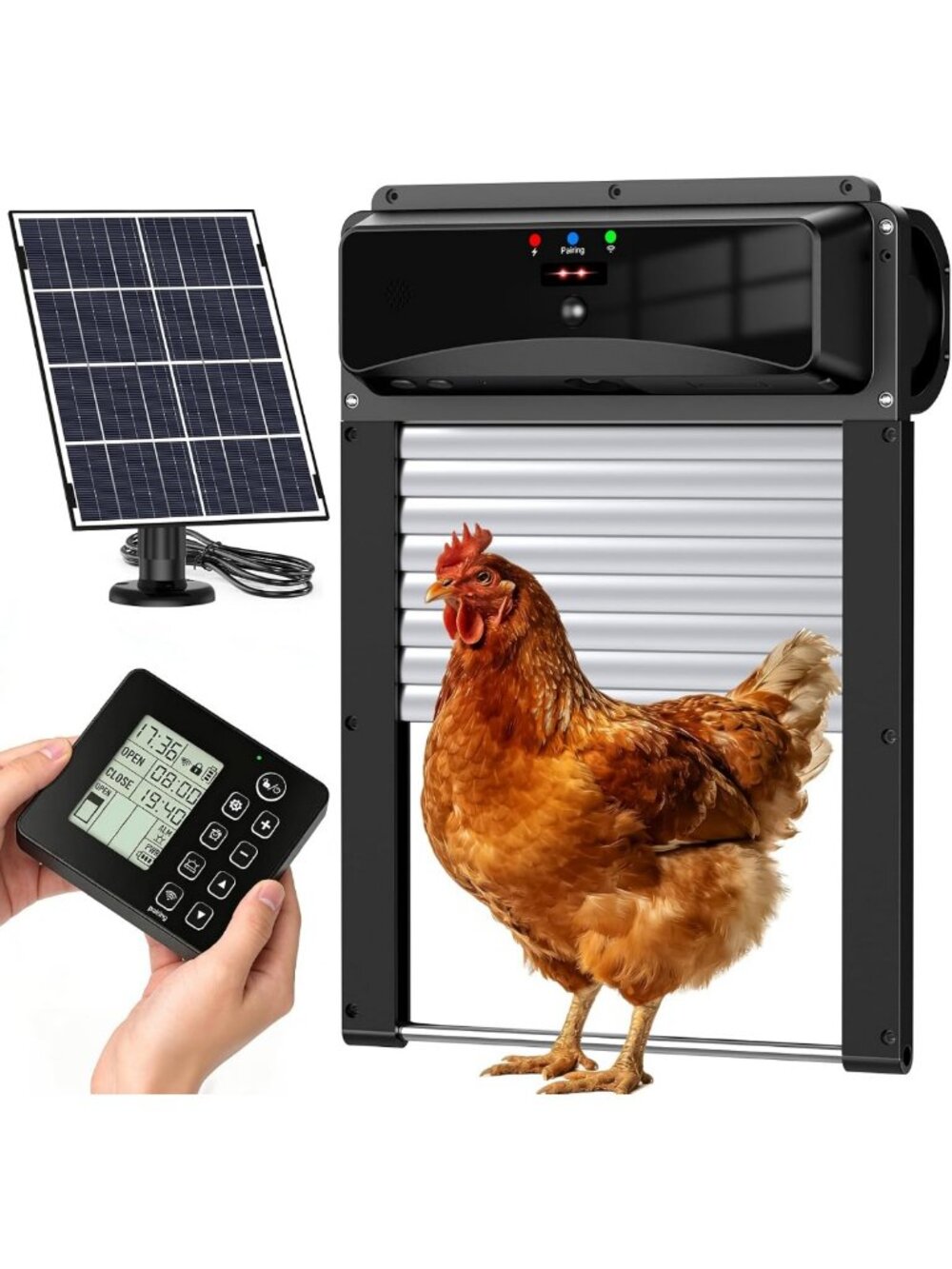 Solar-Powered Automatic Chicken Coop Door with Remote Control & Timer Feature
